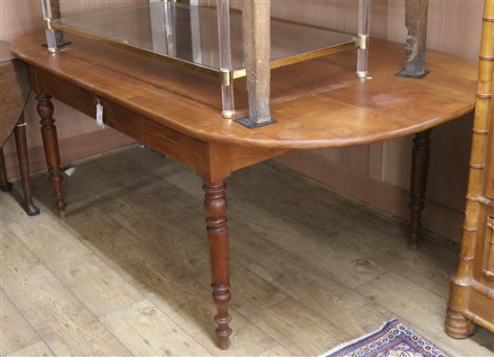 A cherrywood farmhouse table with drawer W.199cm